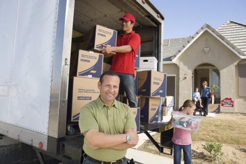 Prepared moving boxes and furniture for a Chelsea removals day