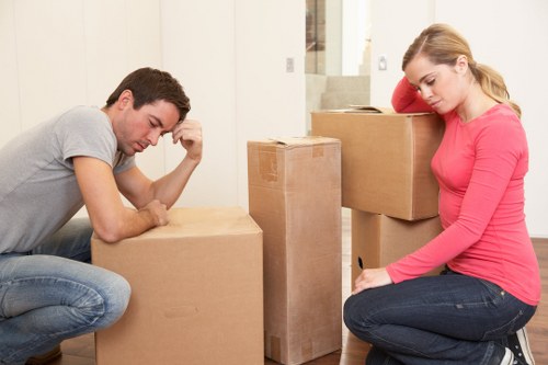 Packaged household items ready for removals van loading